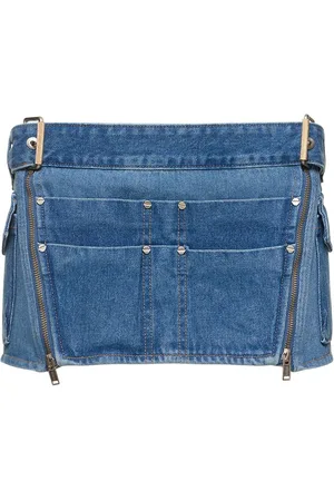 DION LEE Buckle Denim Mini Skirt