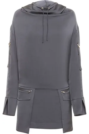 DION LEE Hooded Satin Parka Mini Dress