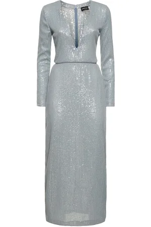 Giorgio Armani Embroidered Jersey Sequined Long Dress