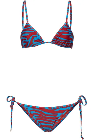 The Attico Printed Lycra Triangle Bikini Set