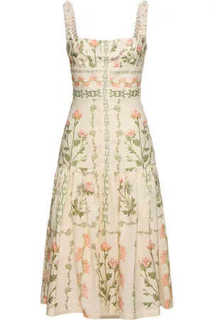 Agua by Agua Bendita Nispero Flowers Linen Midi Dress
