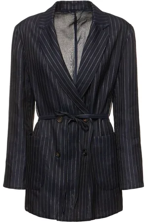 Brunello Cucinelli Pinstripe Cotton Blend Jacket