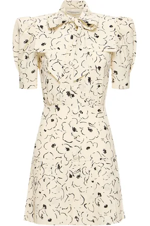 Alessandra Rich Printed Silk Pleated Mini Dress