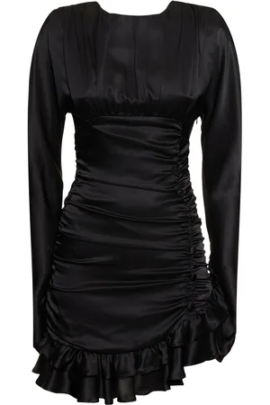 Alessandra Rich Open Back Silk Satin Draped Mini Dress