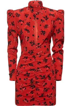 Alessandra Rich Printed Silk High Neck Mini Dress