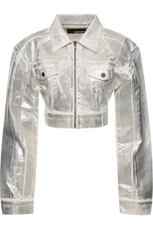 ROTATE Coated Denim Cropped Jacket