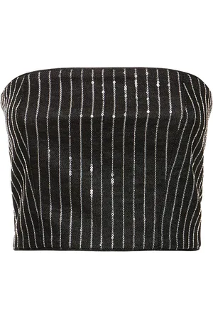 ROTATE Sequined Cotton Twill Crop Top