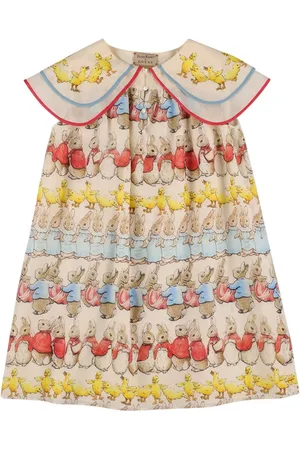 Gucci Peter Rabbit Printed Cotton & Silk Dress