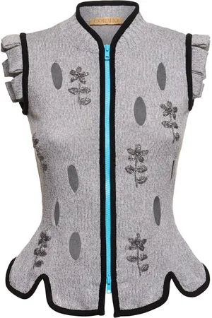 CORMIO Perry Zip-up Cotton Blend Knit Vest