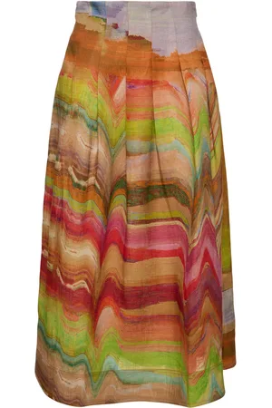 ULLA JOHNSON Alessandra Printed Linen Long Skirt