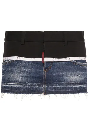 Dsquared2 Cut That Boy Denim & Canvas Mini Skirt