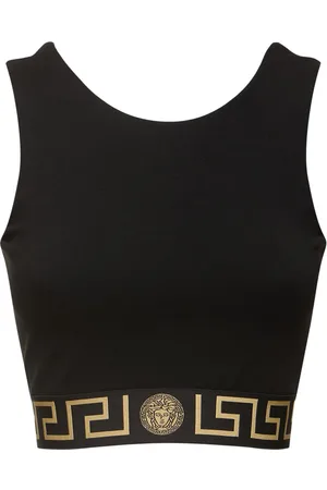 VERSACE Logo Jersey Sport Bra Top