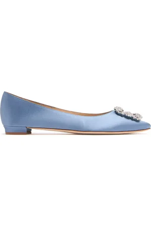 Manolo Blahnik 10mm Hangisi Satin Ballerina Flats