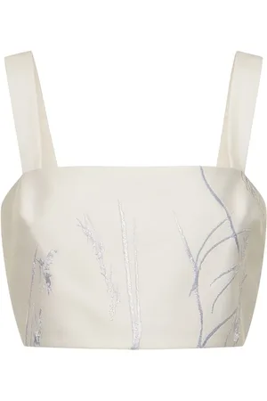 Elie saab Embroidered Cotton Crop Top