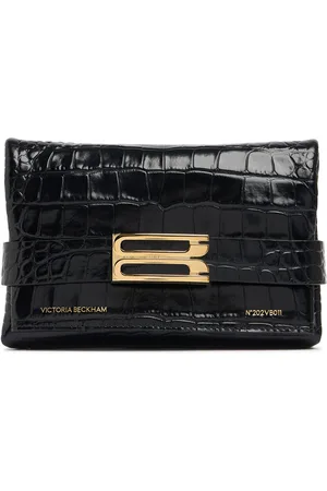 Victoria Beckham Mini B Buckle Chain Croc Embossed Clutch