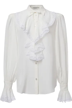 Alessandra Rich Ruffled Cotton Blend Shirt