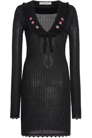 Alessandra Rich Embroidered Wool Mini Dress