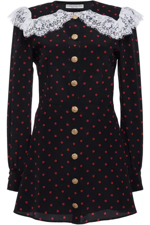 Alessandra Rich Polka Dot Print Silk Mini Dress