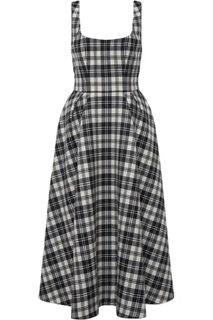 Alessandra Rich Wool Tartan Midi Dress