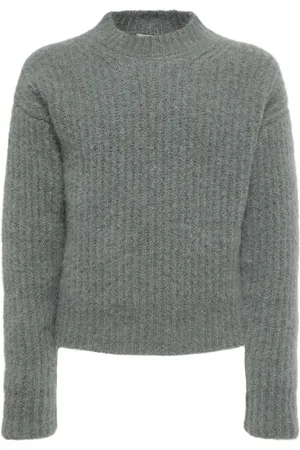 Ami Ribbed Mohair Blend Crewneck Sweater