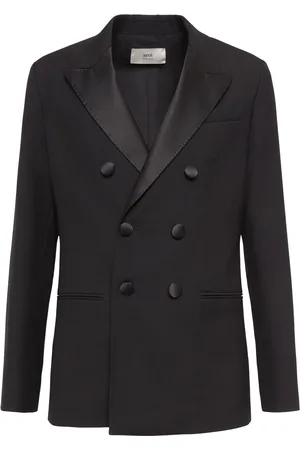 Ami Double Breasted Wool Tuxedo Blazer