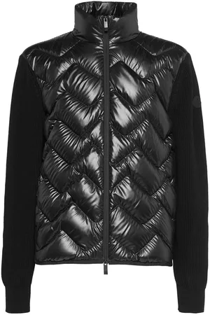 Moncler Knit & Ripstop Down Cardigan Jacket