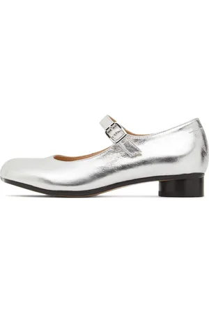 Maison Margiela Logo Print Leather Ballerinas