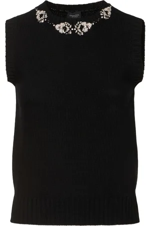 Giambattista Valli Embellished Sleeveless Wool Knit Top