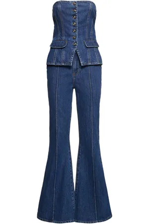 Self-Portrait Denim Bandeau Jumpsuit