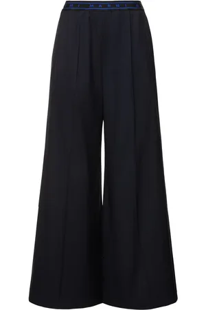 Marni Logo Elastic Waist Flared Wool Pants