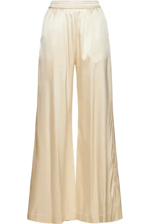 ERMANNO SCERVINO Silk Blend Elastic Waist Wide Pants