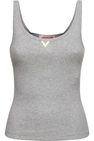 VALENTINO Ribbed Jersey Logo Tank Top