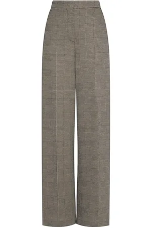 Max Mara Cognac Wool Blend Jacquard Wide Pants