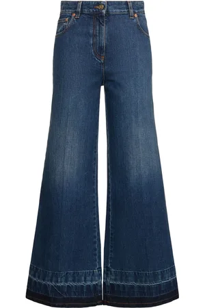 VALENTINO Denim Flared High Rise Cropped Jeans