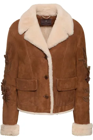 ERMANNO SCERVINO Embroidered Suede Shearling Jacket