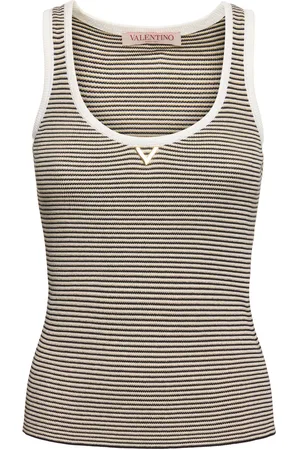 VALENTINO Striped Lurex Sleeveless Top