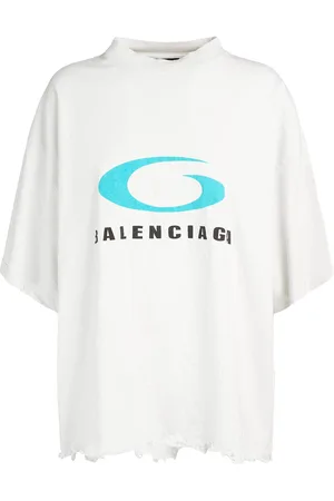 Balenciaga Icon Print Cropped Cotton T-shirt