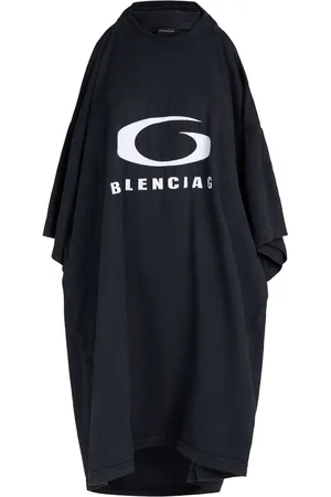 Balenciaga Icon Print Pulled Cotton T-shirt Dress