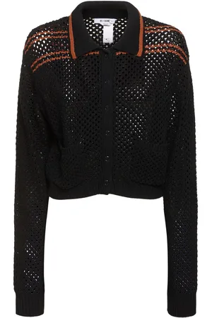 RE/DONE Crochet Mesh Polo Cotton Cardigan