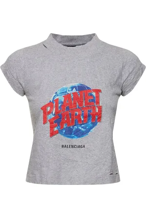 Balenciaga Planet Earth Shrunken Cotton T-shirt
