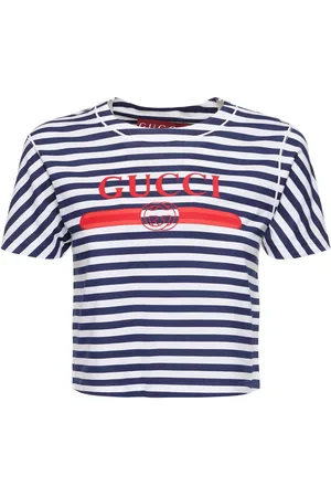 Gucci Striped Jersey T-shirt W/ Print
