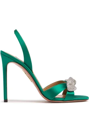 Aquazzura 105mm Very Bow Tie Satin Sandals