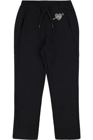 Msgm Heart Embroidered Cotton Sweatpants