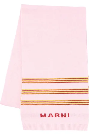 Marni Wool Blend Knit Scarf W/ Logo