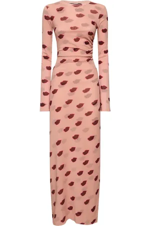 Stella McCartney Lip Print Mesh Long Dress
