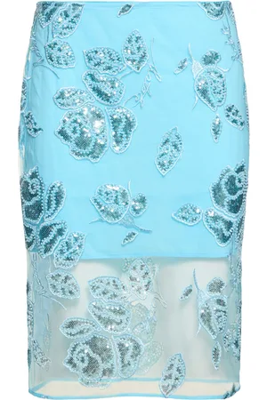 ROTATE Dula Beaded Midi Pencil Skirt