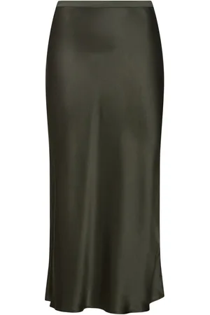 ANINE BING Bar Silk Satin Midi Skirt