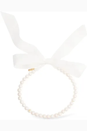 Moschino Faux Pearl & Bow Collar Necklace