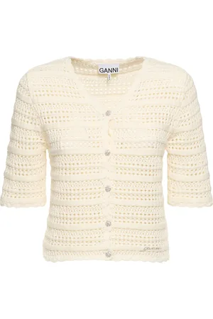 Ganni Cotton Pointelle Cardigan