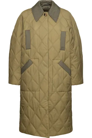 Ganni Quilted Raglan Midi Coat
